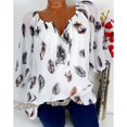 thumbnail image 1 of Blusas De Verano Para Las Mujeres De Ocio Pluma Impresa Suelta Manga Corta Talla Grandepangjing, 1 of 4