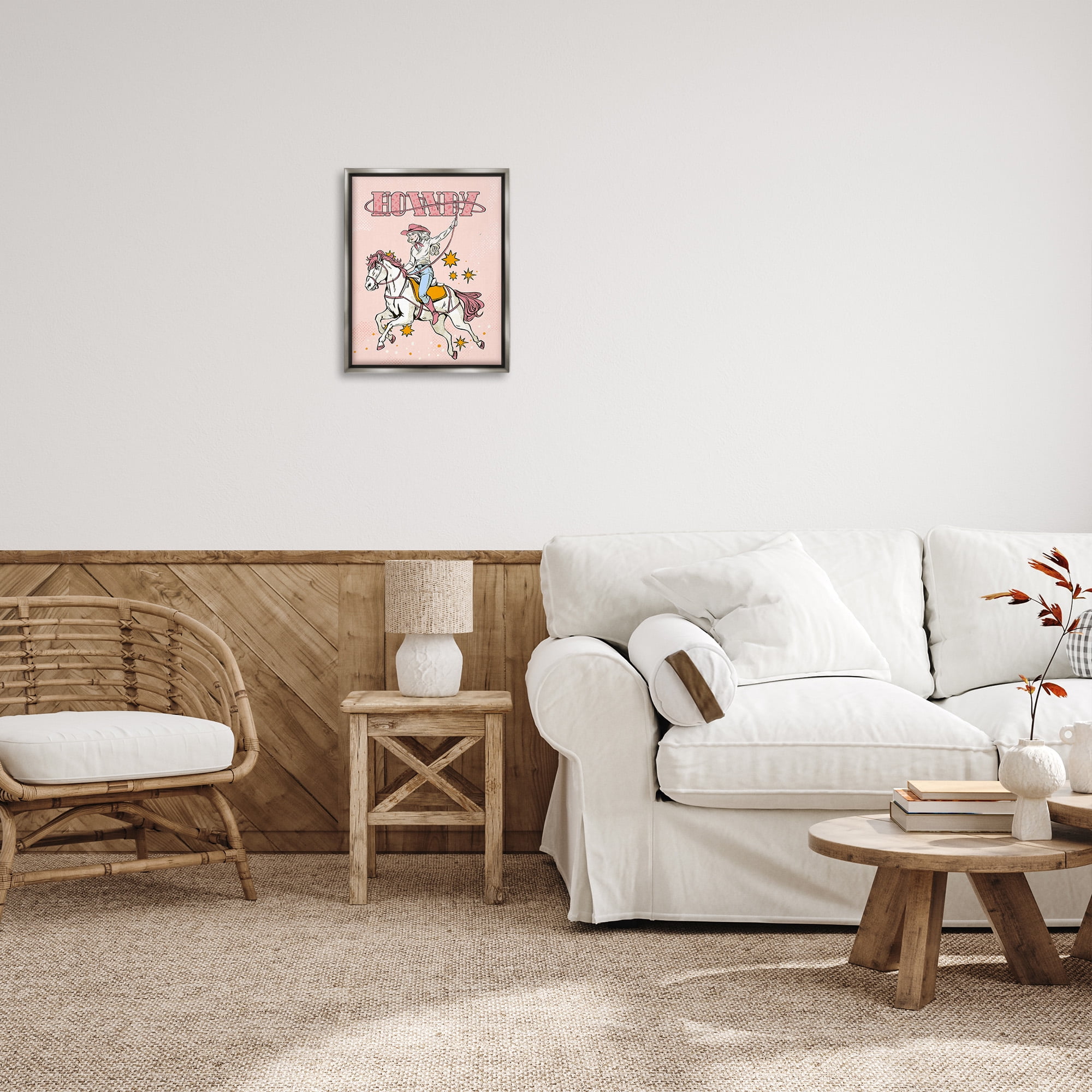 Stupell Industries Vintage Pastel Howdy Animals & Insects Painting Gray Floater Framed Canvas Art Print Wall Art, 17 x 21