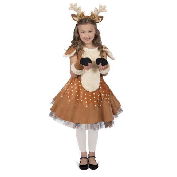 RUBIES II Doe the Deer Fancy-Dress Costume for Girls with Antler Headband for Ages 4-6, Size 4-6