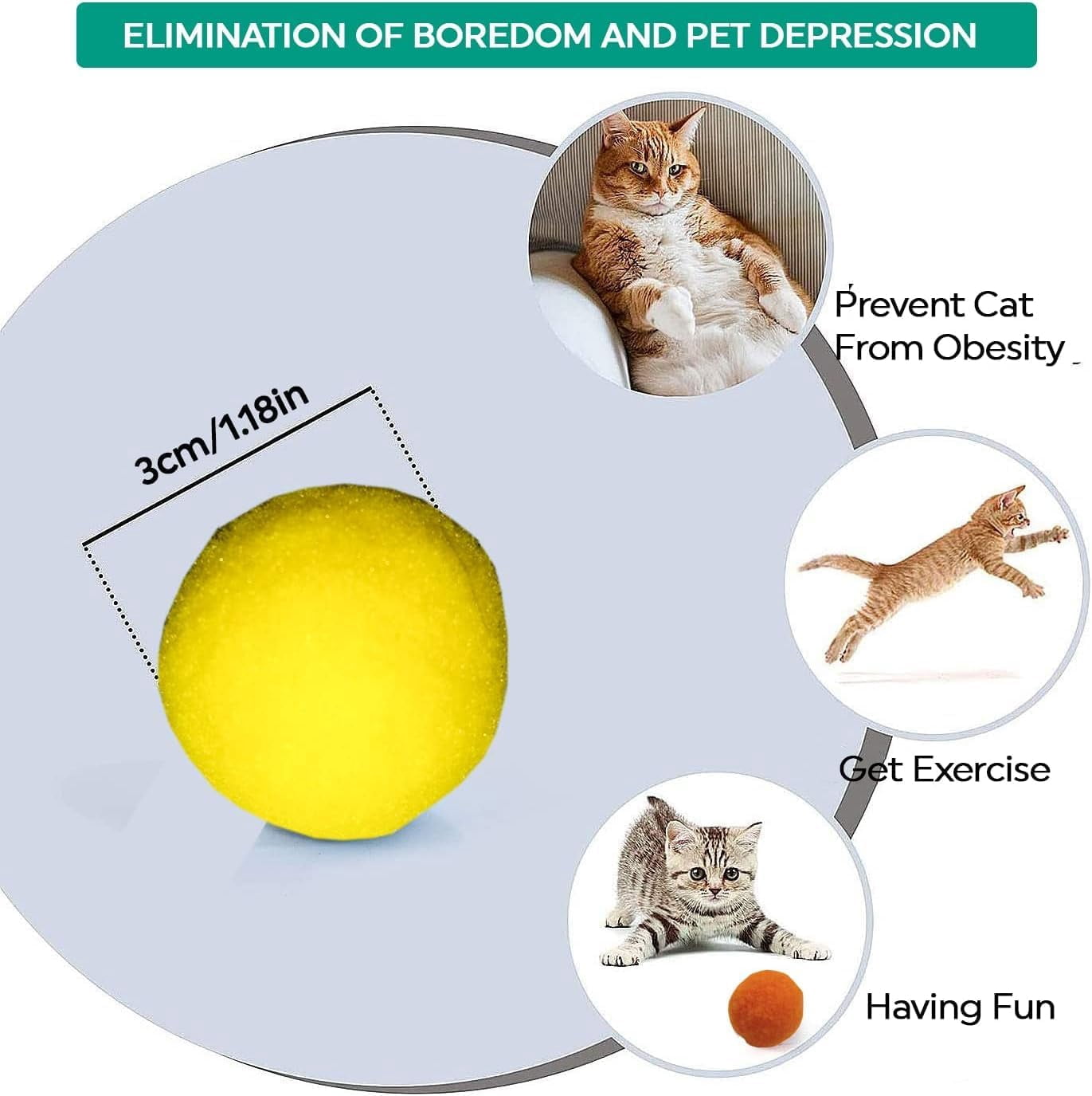 30 Pcs Soft Pom Pom Balls for Kittens with Cat Ball Launcher Toy, Interactive Plush Toy for Kitten Training and Play - Pet Products for Cats (3.0 CM with Bloster)