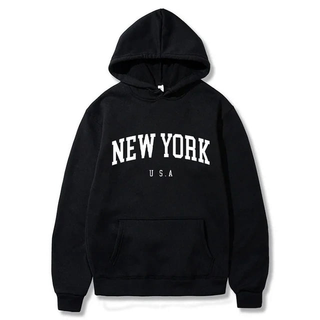 Sudaderas con capucha de la ciudad de Estados Unidos de Nueva York para hombre y mujer, sudaderas con estampado de letras a la moda