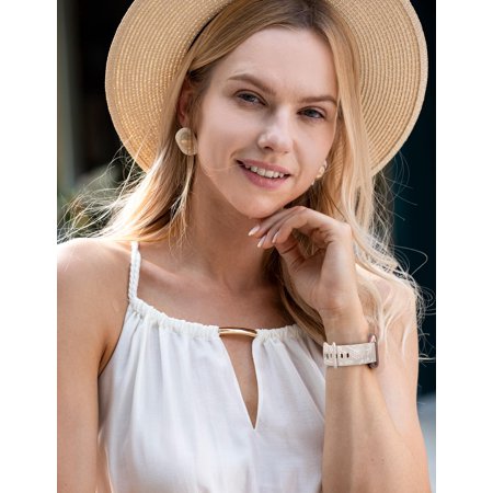 Wearlizer 2 Packs Floral Engraved Band Compatible with Versa 2 Bands for Women, Two-Tone Flower Soft Silicone Sport Strap for Versa/Versa 2/Versa Lite/Versa SE Smart Watch