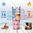 thumbnail image 4 of 40oz Red Cherry Fruit Pattern Stainless Steel Flip Straw Tumbler Spill Proof Travel Cup Double Wall Vacuum Insulated Coffee Mug with Top Handle, 4 of 6