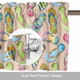 thumbnail image 6 of Summer Slippers Valance Curtain for Windows Watercolor Colorful Flip-flops Sandy Beach Rod Pocket Curtain Valances Short Window Treatments Panels for Kitchen Bathroom Laundry Basement 42 x 18 Inch, 6 of 9