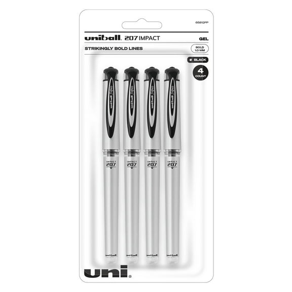 uni-ball Gel Impact Pen Set, 1mm, 4/Pkg., Black