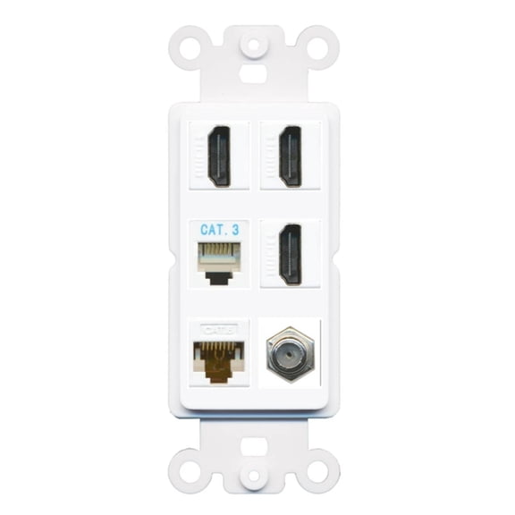Ultra Spec Cables 3 Port HDMI Coax Cat6 Phone Wall Plate Rocker
