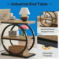 thumbnail image 3 of HUJHKIO Industrial Narrow End Table, 3-Tier Shelf Storage Stand for Living Room, Sofa Couch, Bedroom Nightstand & Outdoor, Wood & Metal Small Side Table, 3 of 6