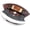Rosewood Handle, variant on Damascus Ulu Knife, Turquoise Gem Handle 6 inch blade One-Handed Rocker Knife with Leather Sheath, Pizza Cutter Knife