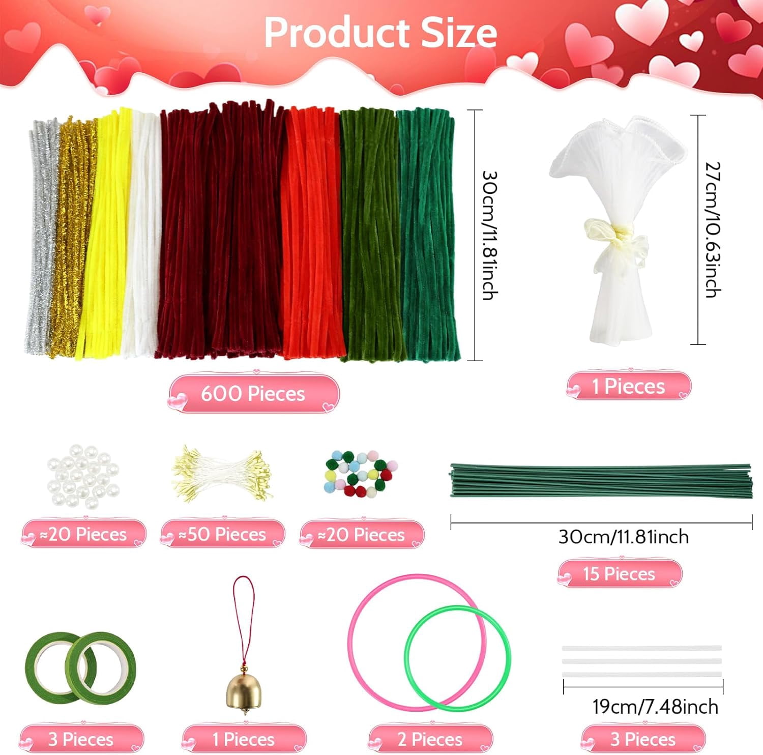 Pipe Cleaners Flowers Kit with Handle, 800 PCS Pipe Cleaners Craft, 13 Colors Chenille Stems with Instruction, Art and Craft Supplies