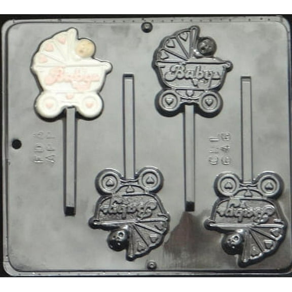 646 Baby in Carriage Lollipop Chocolate CandyMold