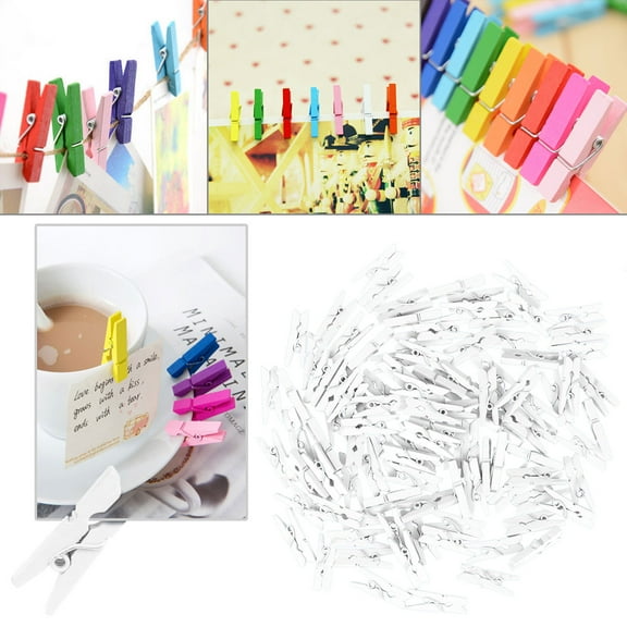 jojofuny 100Pcs White Little Clips for Cards and Crafts Mini Clothing Clips
