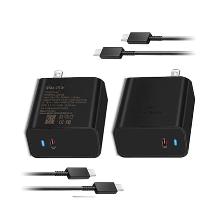 45W USB C Charger Samsung Super Fast Charger Type C for Samsung Galaxy S24 Ultra/S24/S24+/S23 Ultra/S23/S23+/S22 Ultra/Z Fold 4/Fold 5/Fold 6,S24 Ultra Type C Fast Charger & Fast Charging Cord,2 Pack