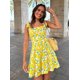 thumbnail image 4 of HH TRAF Vestido corto plisado con estampado dulce de verano para mujer, informal, con cordones, sin mangas, elegante, ajustado y corto, 4 of 5