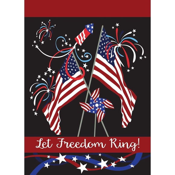 Let Freedom Ring Flags Patriotic Night Sky 13 x 18 Rectangular Small Garden Flag