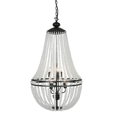 

6LT Incan Chandelier Matte Black with Frosted Beads