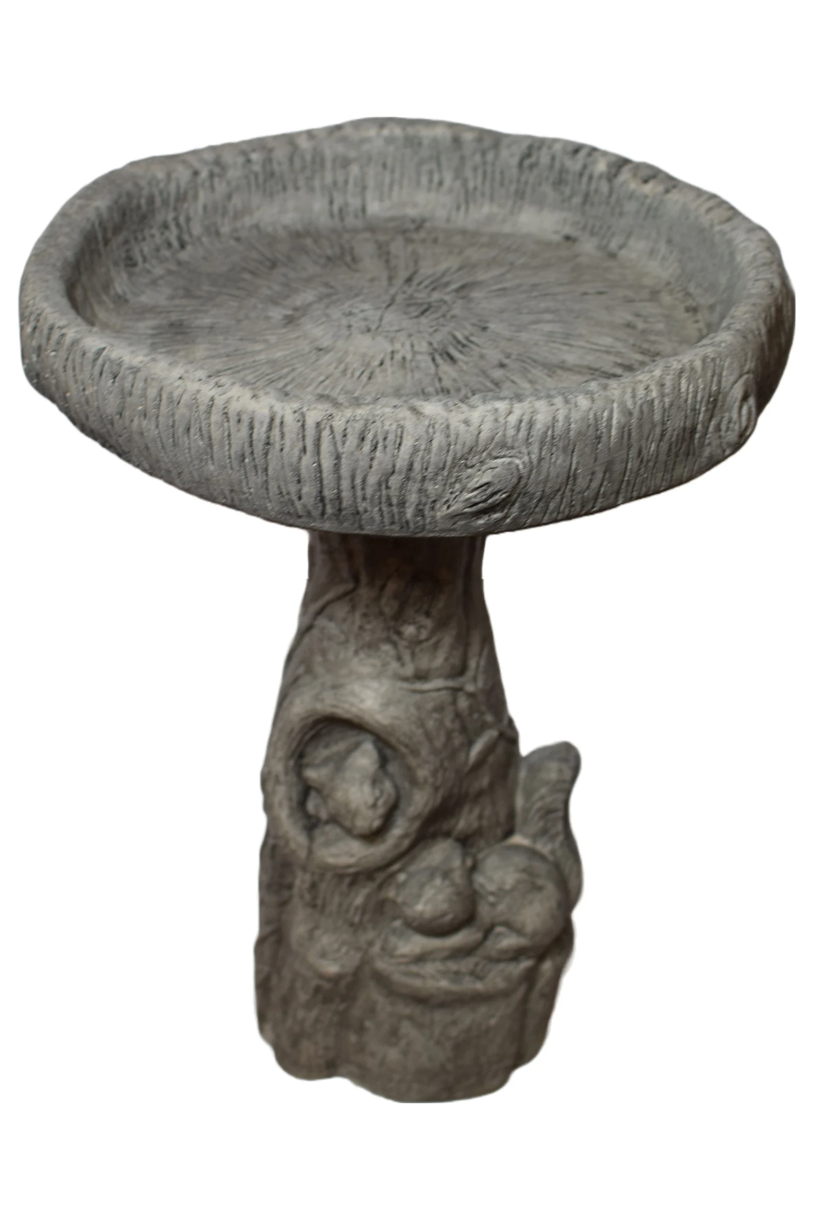 Solid Rock Stone Works Freestanding Wood Squirrel Birdbath ( 2 Pack)