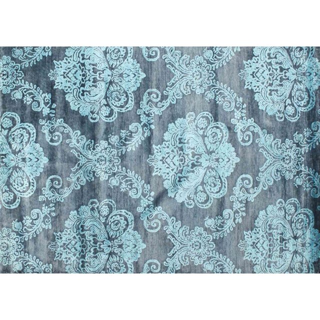 Ahgly Company Tapis d'Intérieur Lavables en Machine Rectangulaire Contemporain en Acier Bleu, 7' x 10'