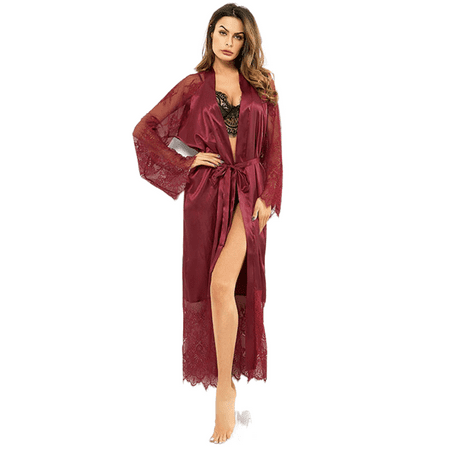 

Felcia Women Kimono Long Robe Nightgown Sleepwear Bathrobe Plus Size S-3XL