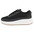 thumbnail image 2 of La Sheelah Women Knitted Low Top Patchwork Fashion Sneaker Casual Lace-Up Comfort Walking Shoes Lightweight Platform Sole Trendy Woven Design TIMELESS-12 Black White 7.5, 2 of 5