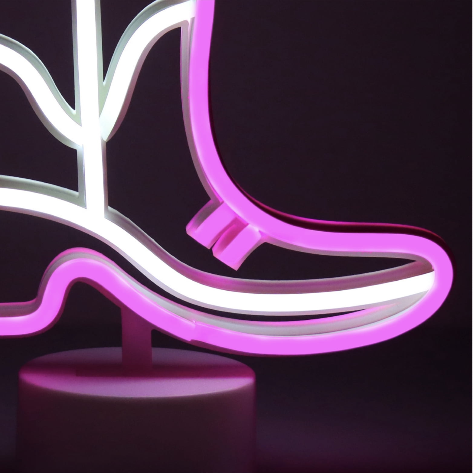 Urban Shop 12" H Cowboy Boot LED Neon Table Light, Pink and White