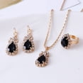 thumbnail image 4 of HLONK 3Pcs Set Ladies Water Drop Pendant Necklace - Elegant Dangle Earrings Ring Set, 4 of 8