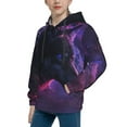 thumbnail image 2 of Fotbe Galactic Wolf Stare Pattern Youth Pullover Hooded Sweatshirt, Boys Hoodie, Kangaroo Pocket Hoodie for Kids Girls -Medium, 2 of 6