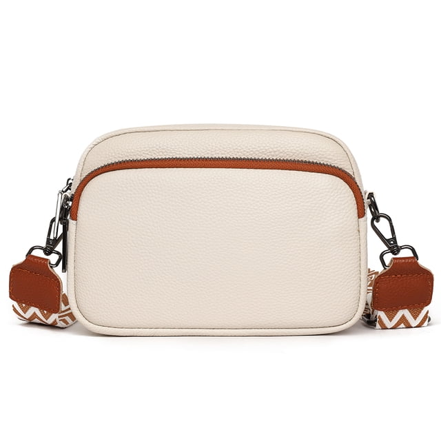 Bolso Bandolera Cuero Genuino Elegante Bolsos Mujer Color Sólido para El