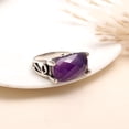 thumbnail image 2 of Amethyst Designer Ring, 925 Sterling Silver in US Size 5,6,7,8,9,10 Statement, February Birthstone, Purple Faceted Gemstone, Boho Jewelry, 2 of 4