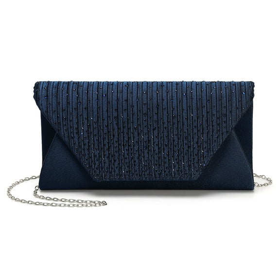 Uxcell Evening Bags Clutch Purses for Women Formal, Purse Handbag Crossbody Bag Crystal Rhinestone with Chain Strap Shoulder Bag Sparkly for Wedding Guest Party Cocktail Deep Blue