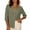#384-Army Green, variant on Warop Women's Summer Solid V Neck 3/4 Sleeve Top Single Pocket Button Shirt Blouse Tee Casual for Daily Office Wear