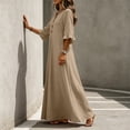 thumbnail image 3 of Dvprdro Womens Casual Flowy V Neck 3/4 Sleeve Ruffle Hem Maxi Dress Button Front Solid A Line Beach Vacation Long Dress, 3 of 10