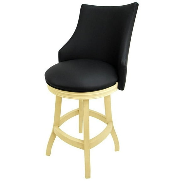 Tobias Designs 26" Swivel Wood Counter Stool in Black/ Beige