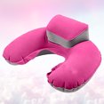 thumbnail image 3 of KAKOWELY U shape Inflatable Pillow Flocking Pillow Inflatable U shape Air Pillow Durable Head Neck Cushion for Travel Camping Outdoor (Rosy, with Earplug), 3 of 5