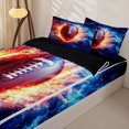 thumbnail image 3 of Homewish 3D Rugby Print Zipper Full Size Comforter Sets with Fitted Sheet and 2 Pillowcases for Boy, Football Sport Zipper Bedding Set, Black Reversible, 4pcs, 3 of 6
