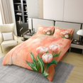 thumbnail image 2 of Erosebridal Housse de Couette Florale Rustique 100 % Coton Grand, Ensembles de Literie Tulipe Orange Taille Grand, Ensemble de Lit Réversible de Ferme, Décoration de Chambre en Microfibre, 3 Pcs (Sans Couette), 2 of 8