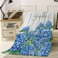 thumbnail image 2 of Blue Hydrangeas Floral Flannel Blanket for Bed, Spring Summer Flower Wooden Grain Soft Cozy Warm Couch Throw Blanket, Lightweight Fluffy Plush Bedding Blankets for Sofa Decor All Season 50"x60", 2 of 7