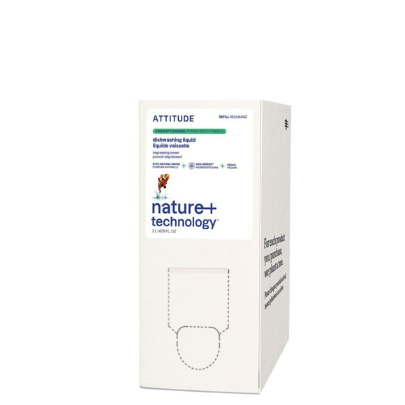 ATTITUDE nature+ technology, Dishwashing Liquid, Refill, Green Apple & Basil