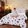 thumbnail image 3 of Manfei Patriotic Stars Queen Bedding, US Flag Striped Bedding Comforter Set Queen, Red White Blue, Polka Dots Reversible 7 Pieces, 3 of 6