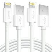 [2 Pack] Overtime MFI Certified Lightning To USB Cable 10 Ft, Long Phone Charger and Sync Cable - White