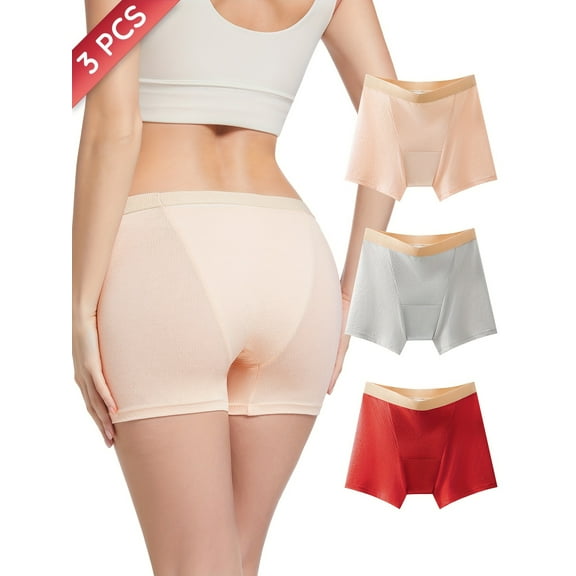 3-Pack Period Boyshorts Underwear for Women Menstrual Panties Cotton Postpartum Easy Clean Teens Boyshorts