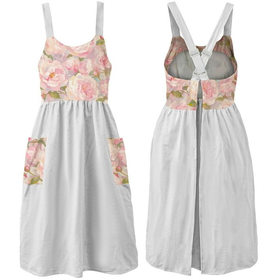 Cotton Linen Apron Cross Back Work Apron For Women With Pockets Pinafore Dress X Cross Halter Apron For Baking Chef Garden