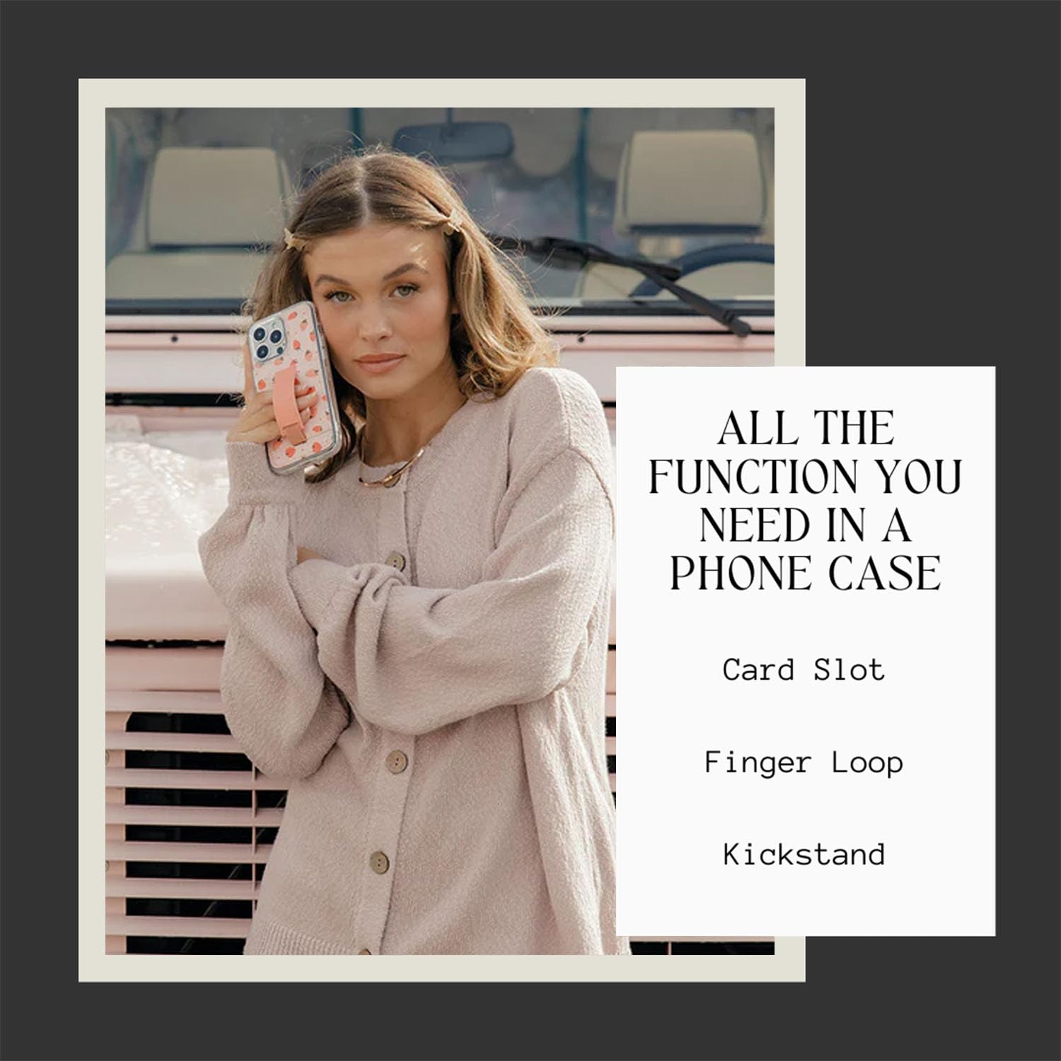 Walli Cases for iPhone 16 Pro Max Case Aesthetic Wallet Phone Case Card Holder, Securely Holds up to 2 Cards - Cute, Trendy Phone Cover for Women, fits iPhone 16 Pro Max, w/ Kickstand & Finger Strap