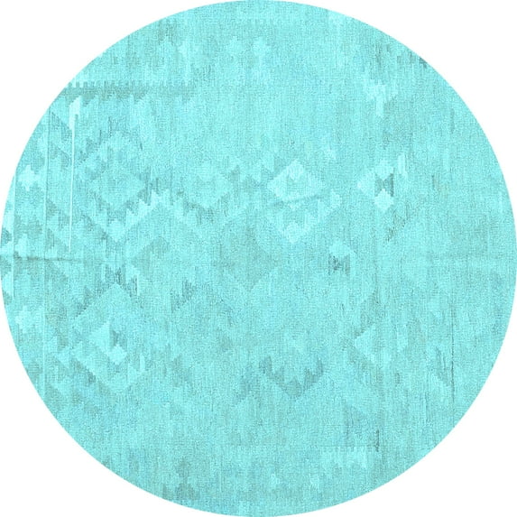 Ahgly Company Indoor Round Solid Light Blue Modern Area Rugs, 6' Round