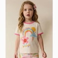 thumbnail image 4 of Hienoo Toddler Girls Rainbow Print Short Sleeve T-Shirt Summer Round Neck T Shirt Kids Tee, 4 of 7