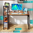 thumbnail image 3 of BestOffice FDW 48"x24" Computer Desk, Bookshelf – Extra Large for Home, Study, or Gaming – Ergonomic Writing Table for Students, Vintage, 3 of 7