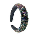 thumbnail image 1 of Qarigey Diademas con cuentas de cristal con purpurina, tocado de punto Flexible para el cabello, tocado para mujer, fiesta, colorido brillante Accesorio para el cabello negro colorido Qarigey AP010971-10B, 1 of 5