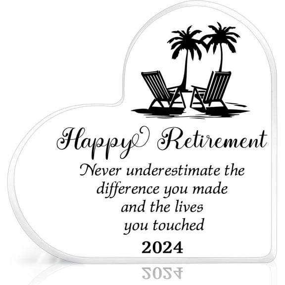 Retirement Gifts for Women, Going Away Gift for Retired Coworker Friends Teachers Nurses, Acrylic Keepsake Retired Gifts, Best Happy Retirement Gifts Heart Decor for Retired