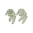 thumbnail image 2 of Loicainy Baby Toddler Boy Fall Outfits 6 12 18 24 Month 2T 3T Letter Embroidery Long Sleeve Round Neck Striped Tops and Elastic Waist Pants Clothes Set, 2 of 9