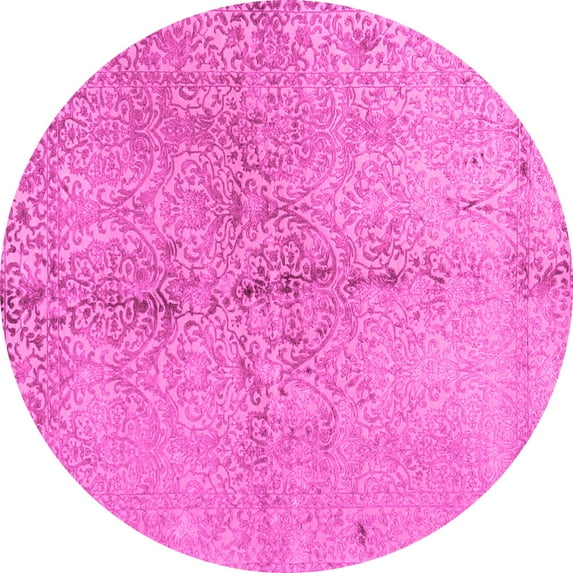 Ahgly Company Indoor Round Abstract Pink Contemporary Area Rugs, 3' Round