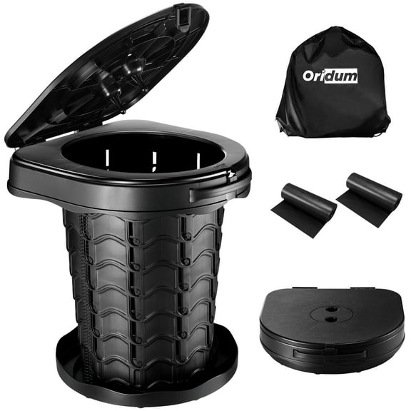 Camping Toilet, 2025 Upgrade Retractable Portable Toilet with Adjustable Height, Travel Toilet for Adults & Kids, Foldable & Portable Potty for Camping and Car Trips